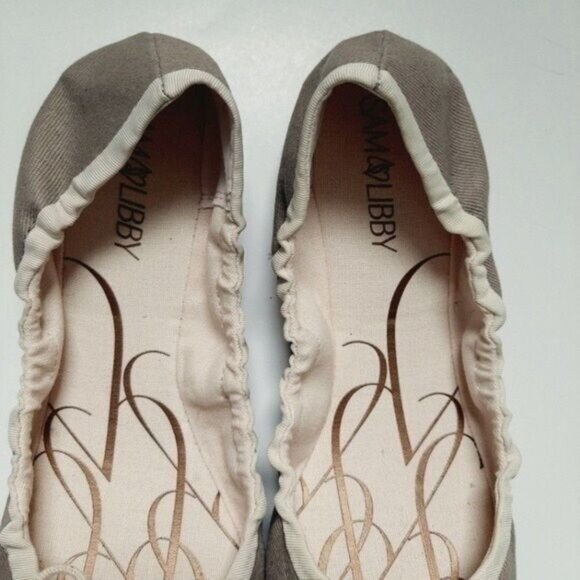 SAM & LIBBY Ballet Flat Shoes Taupe Cream Snake Toe Sz 9 - Picture 4 of 7